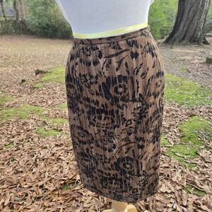 Harvey Bernard Size 12 Brown & Black Abstract Print Pencil Skirt